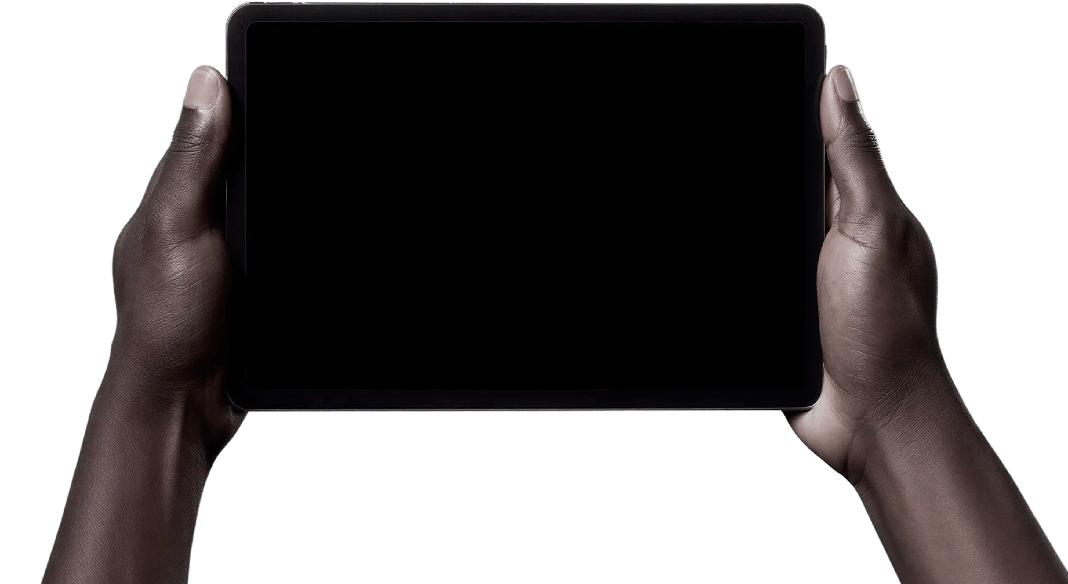 Hands holding iPad showing Shopify and Meta Ads dashboard